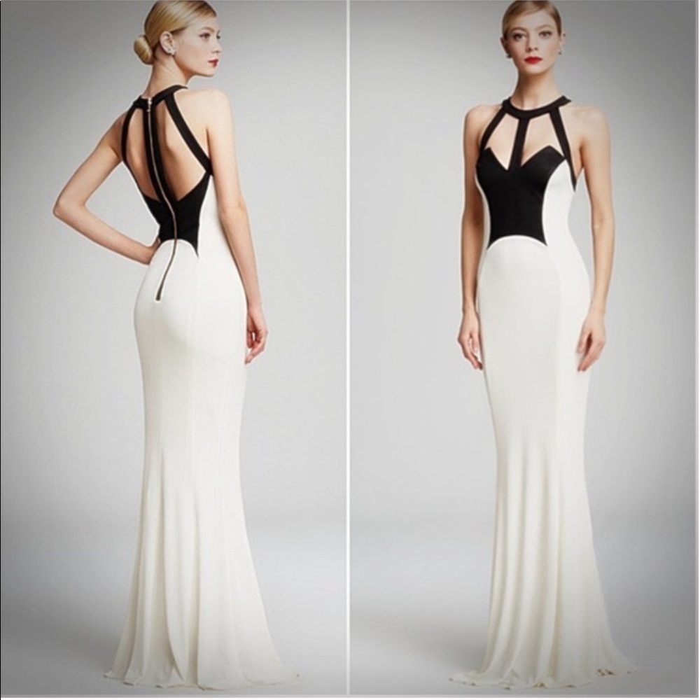 ABS Allen Schwartz Black and White Contrast Gown